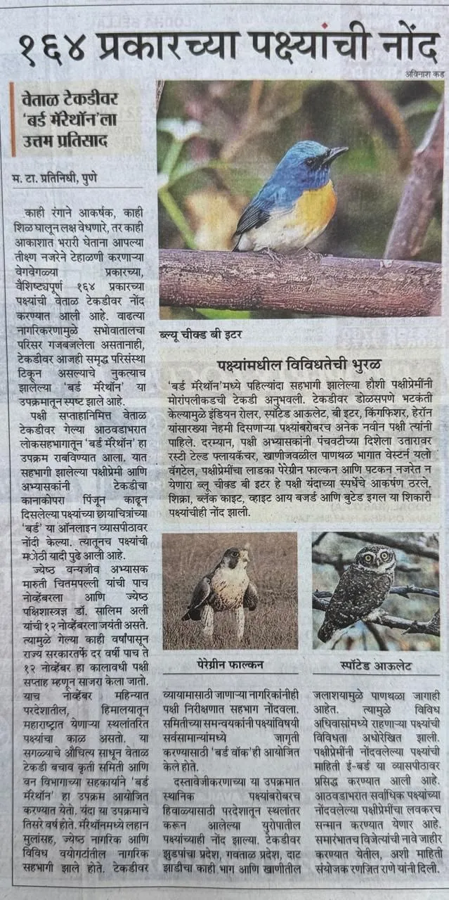 Clipping: १६४ प्रकारच्या पक्ष्यांची नोंद