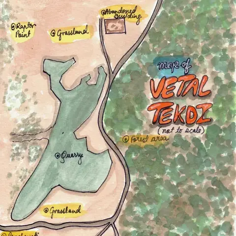 Hand-drawn terrain map of Vetal Tekdi, from a VTBM 2023 trip report